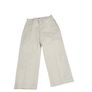 Simons Cream Wide Leg cropped ankle cotton Pants pockets size large